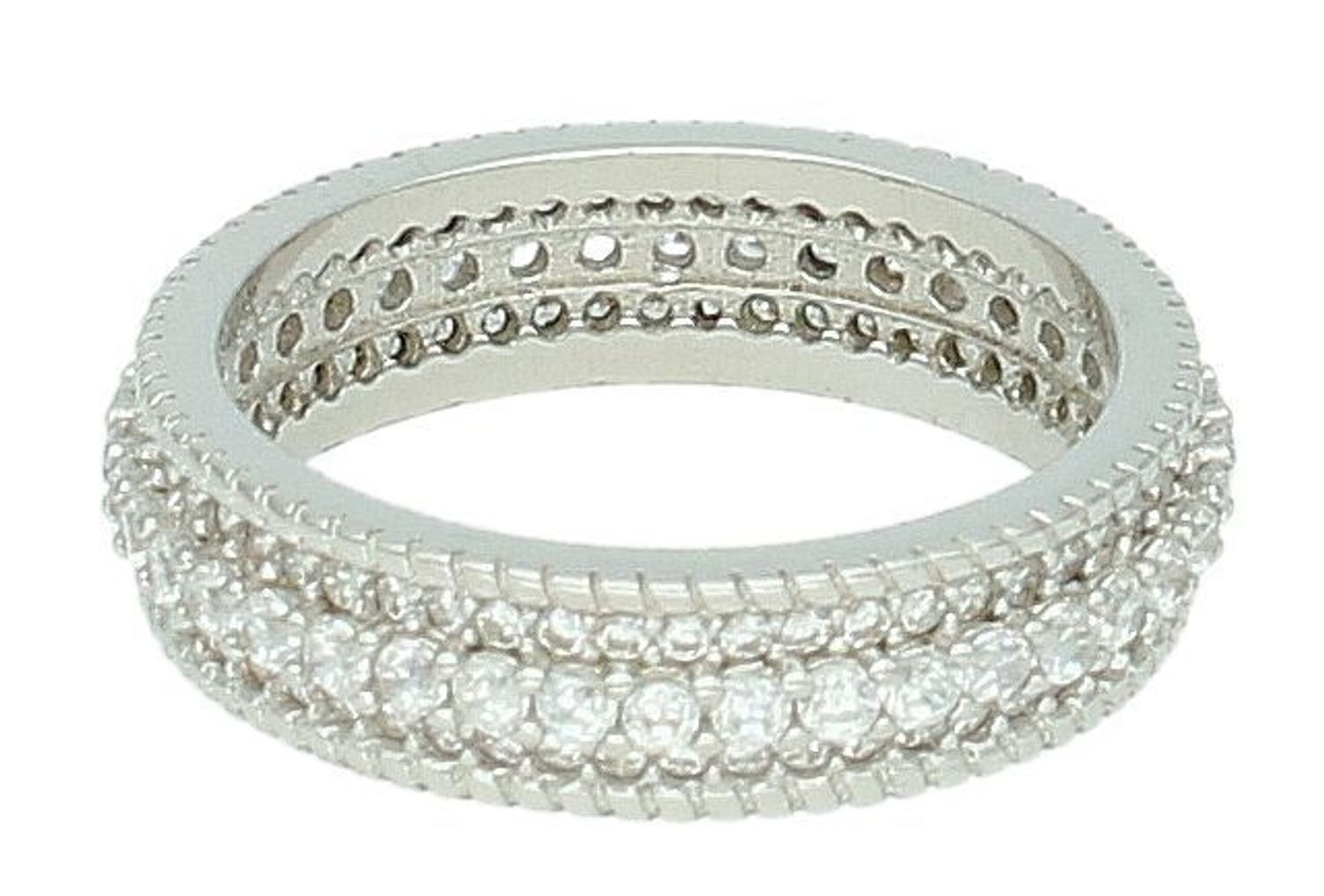 Pierścionek srebrny ozdobiony cyrkoniami próba 925, DIA-PRS-7424-925 Srebrny pierścionek wykonany z najwyższej jakości srebra o prostej formie. Idealny pomysł na prezent dla każdej kobiety. 2.jpg