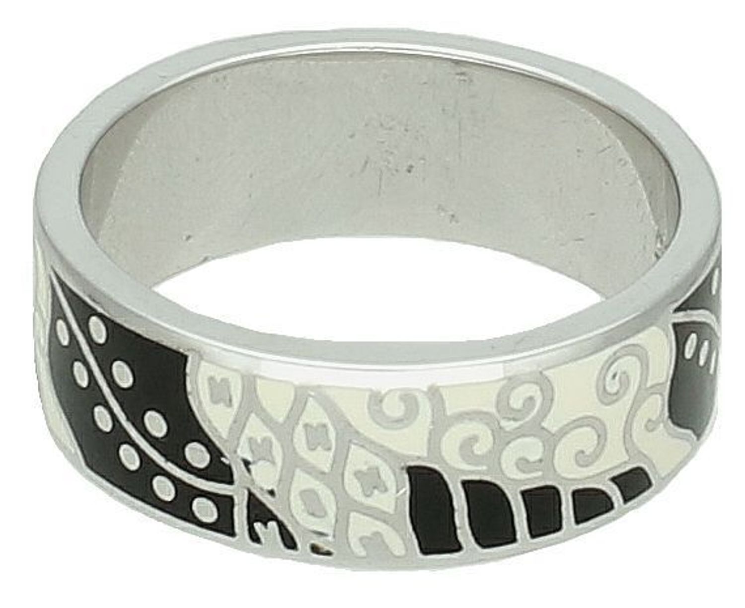 Pierścionek srebrny z emalią próba 925, DIA-PRS-7459-925 Srebrny pierścionek wykonany z najwyższej jakości srebra. Idealny pomysł na prezent. Srebrny pierścionek wykonany z próby 925 ozdobiony białą 1.jpg