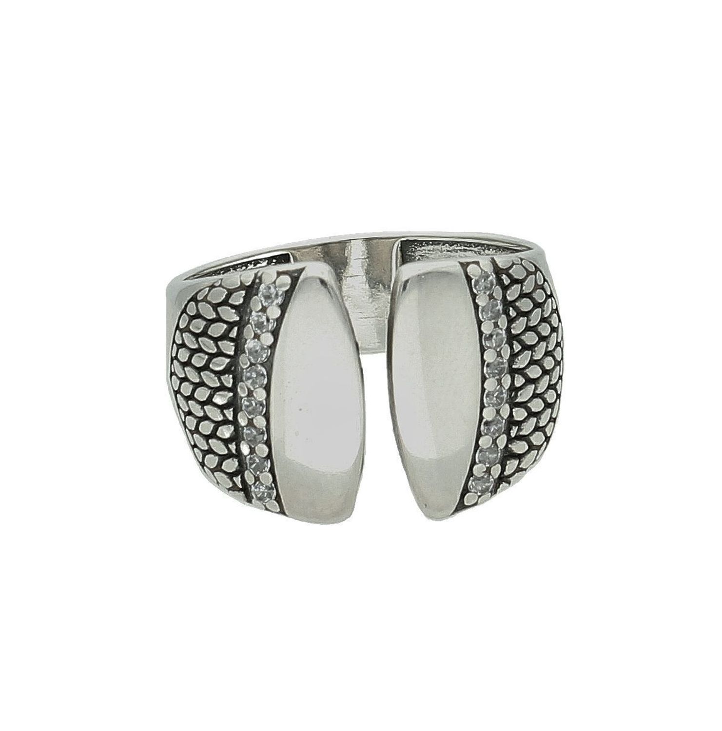 Srebrny pierścionek damski 925 obrączka z cyrkoniami rozmiar 16 DIA-PRS-7462-925. Pierścionek srebrny szeroka obrączka. Srebrny pierścionek na prezent. Otwarty pierścionek.5.jpg