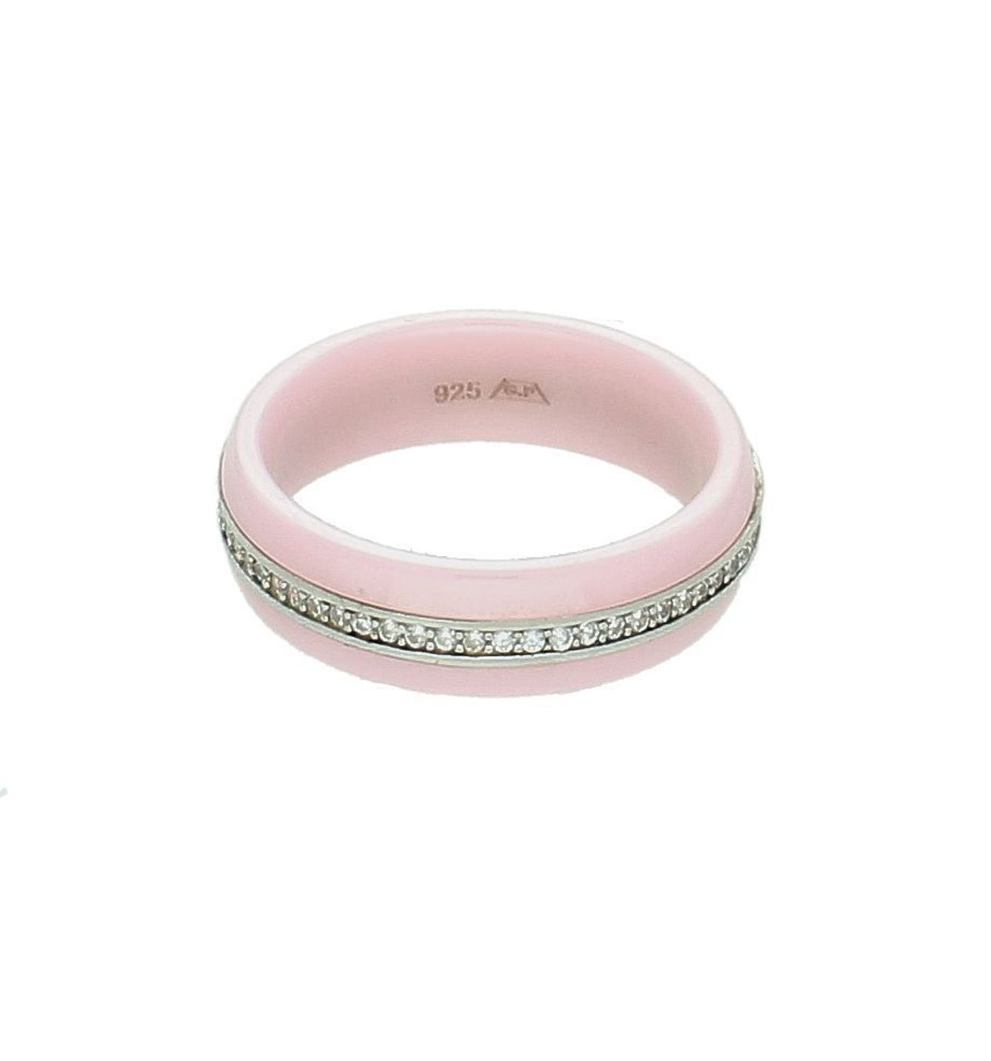 Srebrny pierścionek damski 925 różowy ceramiczny rozmiar 15 DIA-PRS-7469-925.jpg