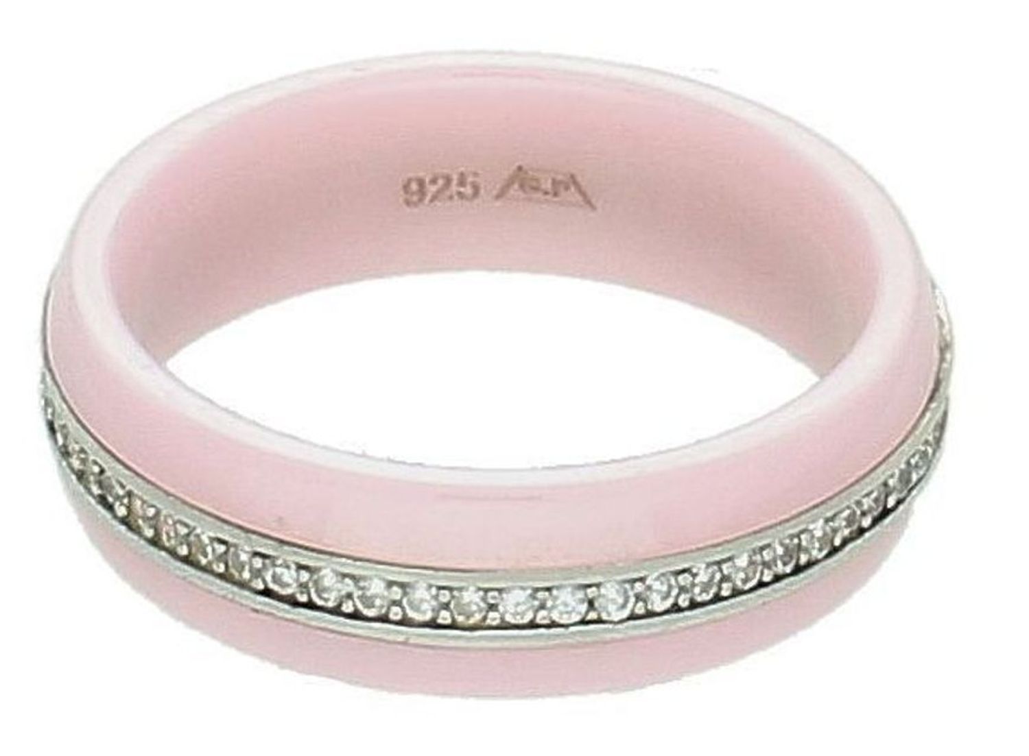 Srebrny pierścionek damski 925 różowy ceramiczny rozmiar 15 DIA-PRS-7469-925.jpg