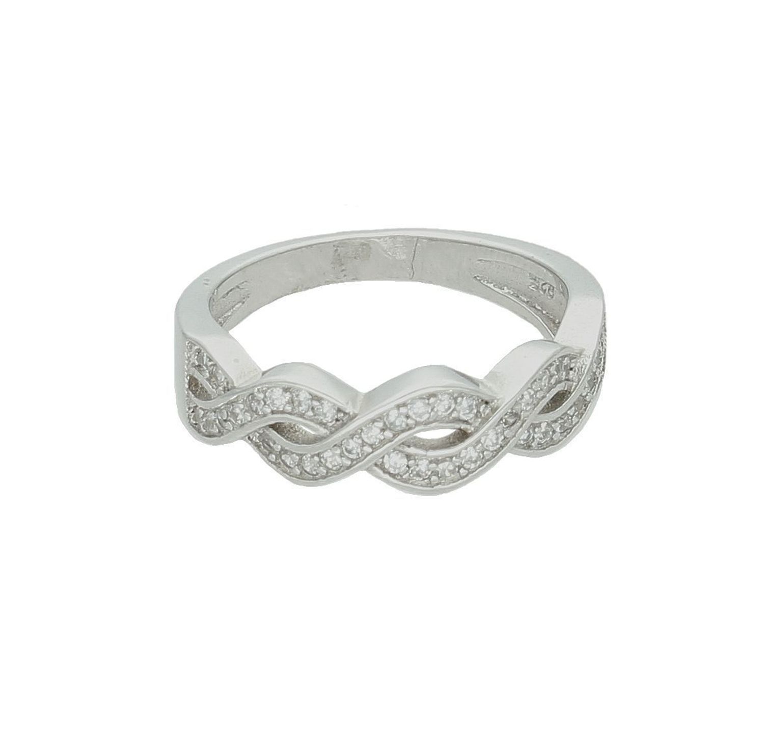 Srebrny pierścionek damski 925 obrączka pleciona z cyrkoniami DIA-PRS-7475-925 2.jpg