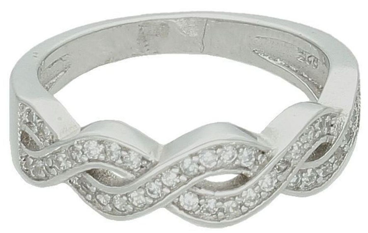 Srebrny pierścionek damski 925 obrączka pleciona z cyrkoniami DIA-PRS-7475-925 2.jpg