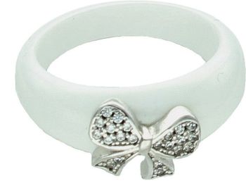 Srebrny pierścionek damski 925 Biała ceramika z kokardką DIA-PRS-7482-925. Srebrny pierścionek biały. Ceramiczny pierścionek z kokardką dla kobiety. Pierścionek idealny na prezent dla pań. 1.jpg