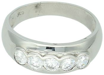 Pierścionek srebrny 925 w kształcie półokrągłej obrączki z białymi cyrkoniami DIA-PRS-7494-925.jpg