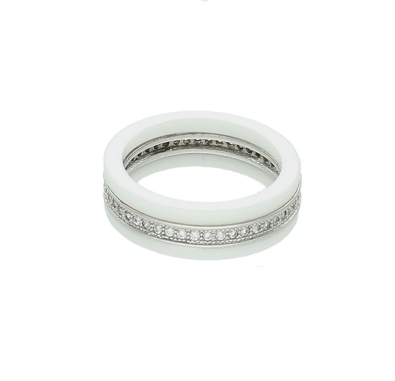 Srebrny pierścionek damski 925 biały ceramiczny z pasmem cyrkonii rozmiar 11 DIA-PRS-7497-925.jpg