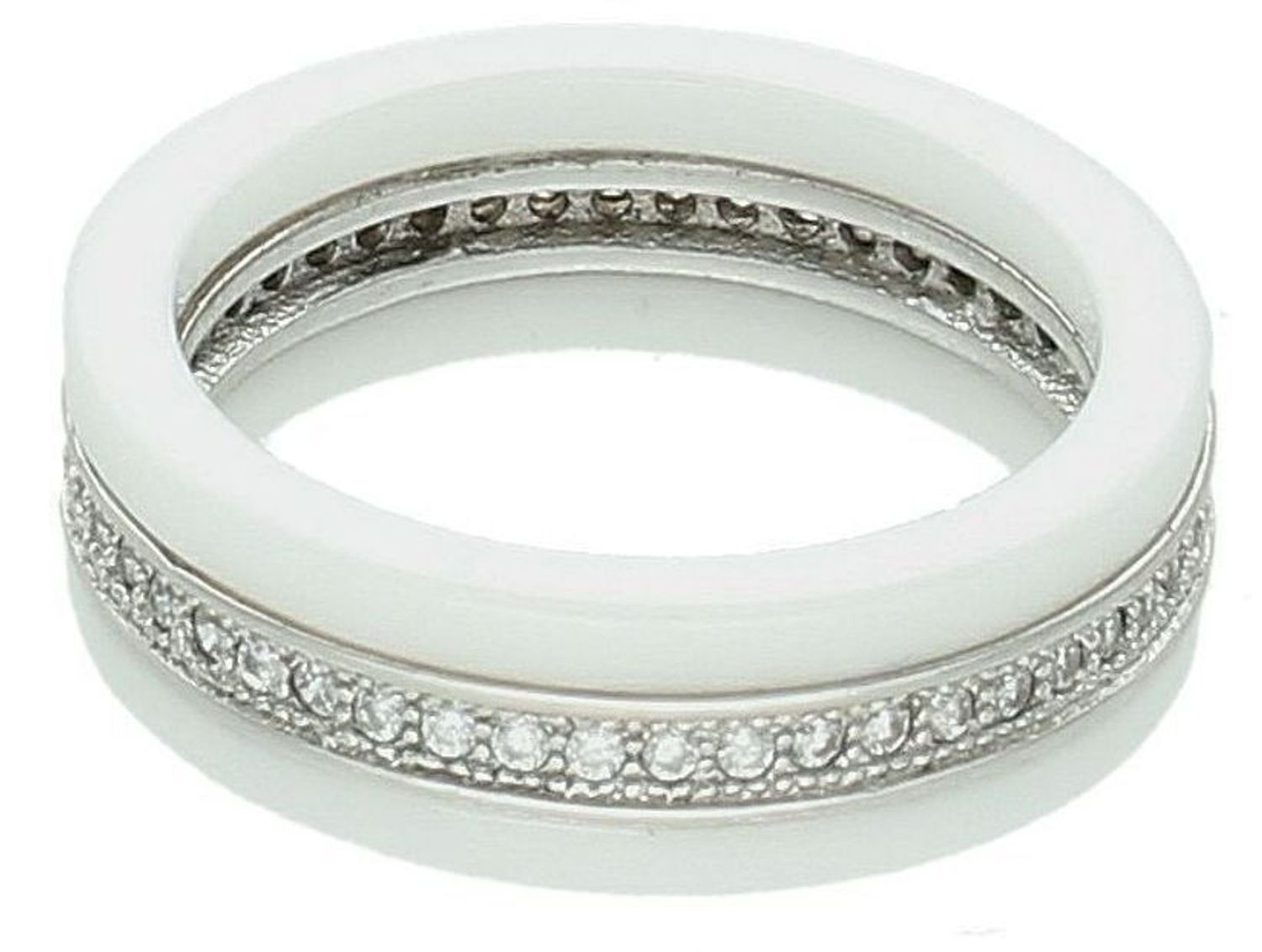 Srebrny pierścionek damski 925 biały ceramiczny z pasmem cyrkonii rozmiar 11 DIA-PRS-7497-925.jpg