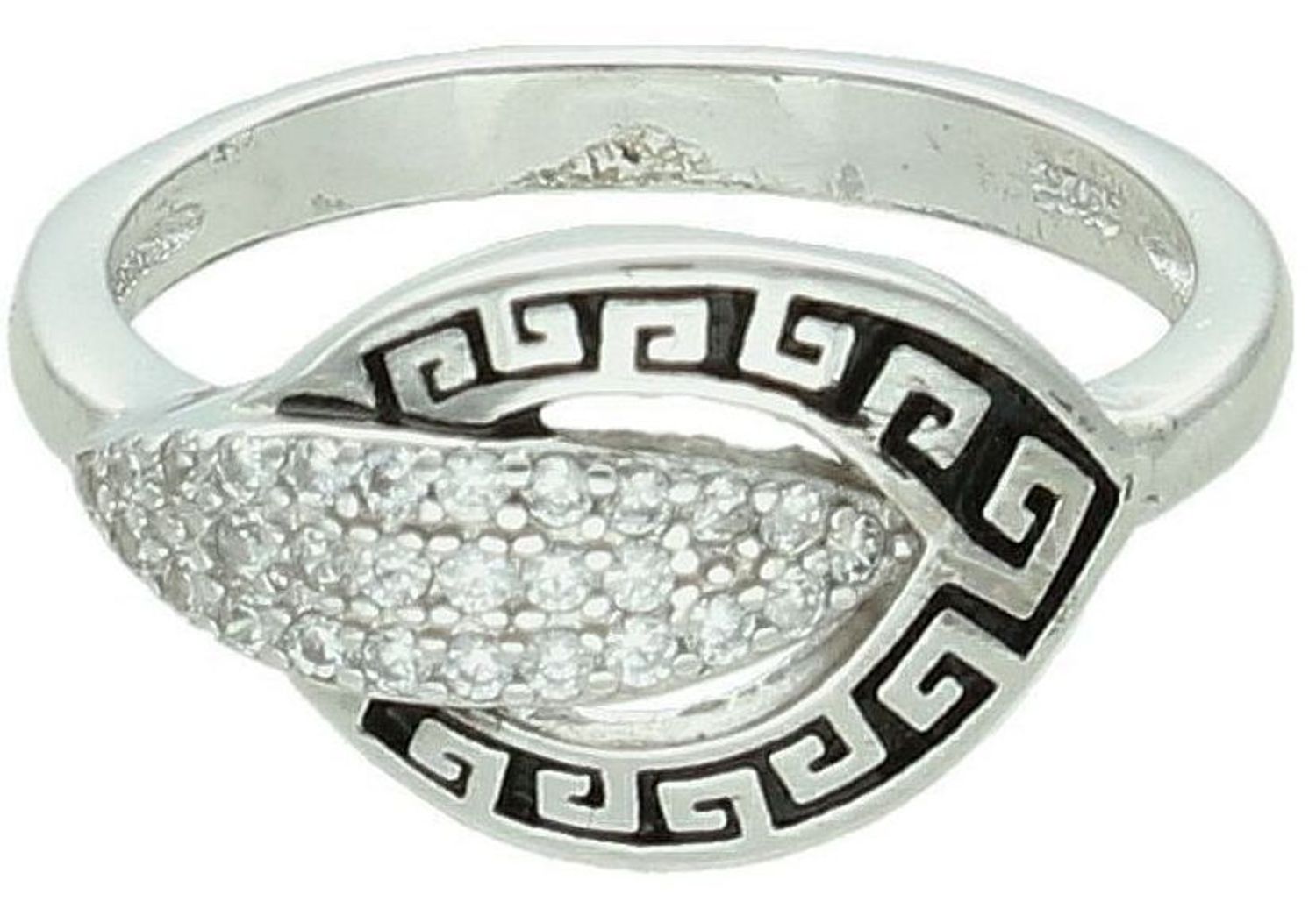 Srebrny pierścionek damski 925 ozdobiony cyrkoniami i wzorem greckim rozmiar 11 DIA-PRS-7505-925 9.jpg