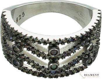 Srebrny pierścionek damski 925 szeroka obrączka z czarnymi cyrkoniami rozmiar 11 DIA-PRS-7517-925. Srebrny pierścionek damski. Pierścionek czarny szeroki. Srebrny pierścionek damski na prezent.1.jpg