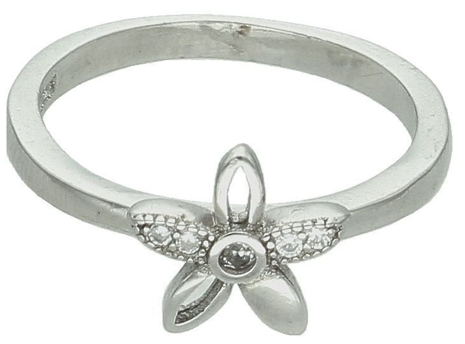 Pierścionek kwiatek z cyrkonią srebrny próba 925, DIA-PRS-7544-925 . Srebrny pierścionek wykonany z najwyższej jakości srebra o prostej formie. Idealny pomysł na prezent dla każdej kobiety.1.jpg