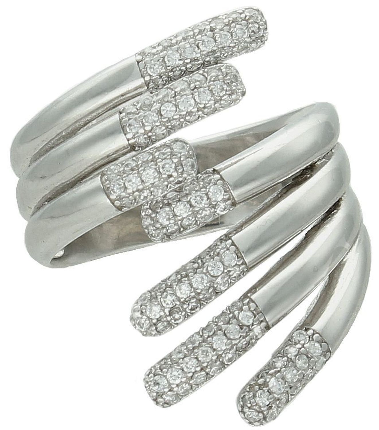 Pierścionek srebrny szeroki z cyrkoniami próba 925, DIA-PRS-7614-925 Srebrny pierścionek wykonany z najwyższej jakości srebra o prostej formie.2.jpg