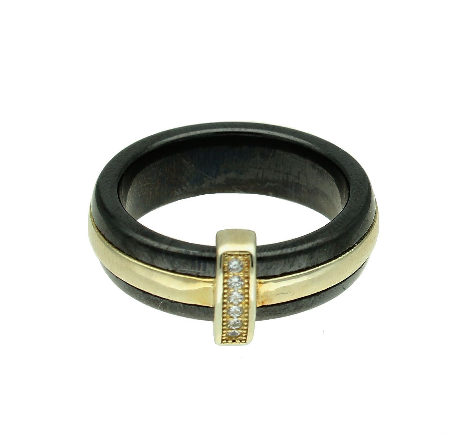 Pierścionek srebrny 925 czarny ceramiczny z pozłacanym elementem DIA-PRS-7630-925.jpg