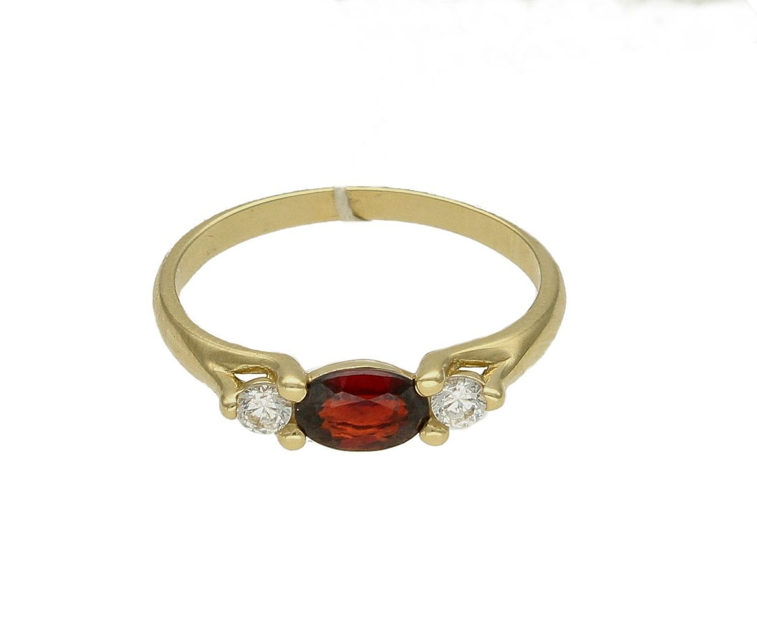 Złoty pierścionek 585 z naturalnym granatem DIA-PRS-7633-585. Złoty pierścionek o efektownym wyglądzie. Zloty pierścionek wykonany z próby złota 585 w połączeniu z kamieniem naturalnym - granat. Pierścionek idealny na prezen (4).jpg