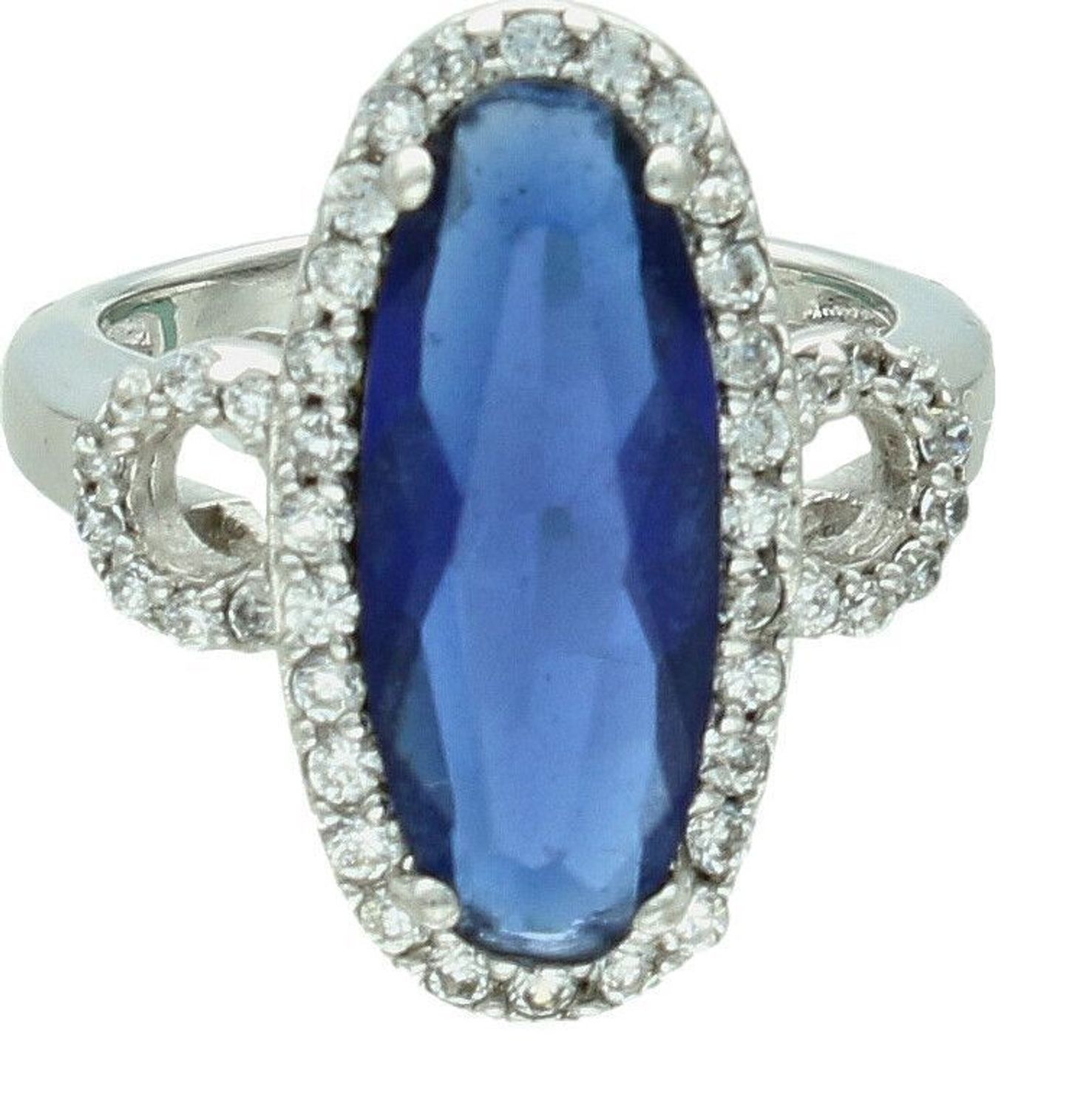 Srebrny pierścionek damski 925 z granatową podłużną cyrkonią rozmiar 11 DIA-PRS-7637-925. Srebrny pierścionek damski. Srebrny pierścionek z cyrkonią. Pierścionek srebrny dla kobiety na prezent (2).jpg