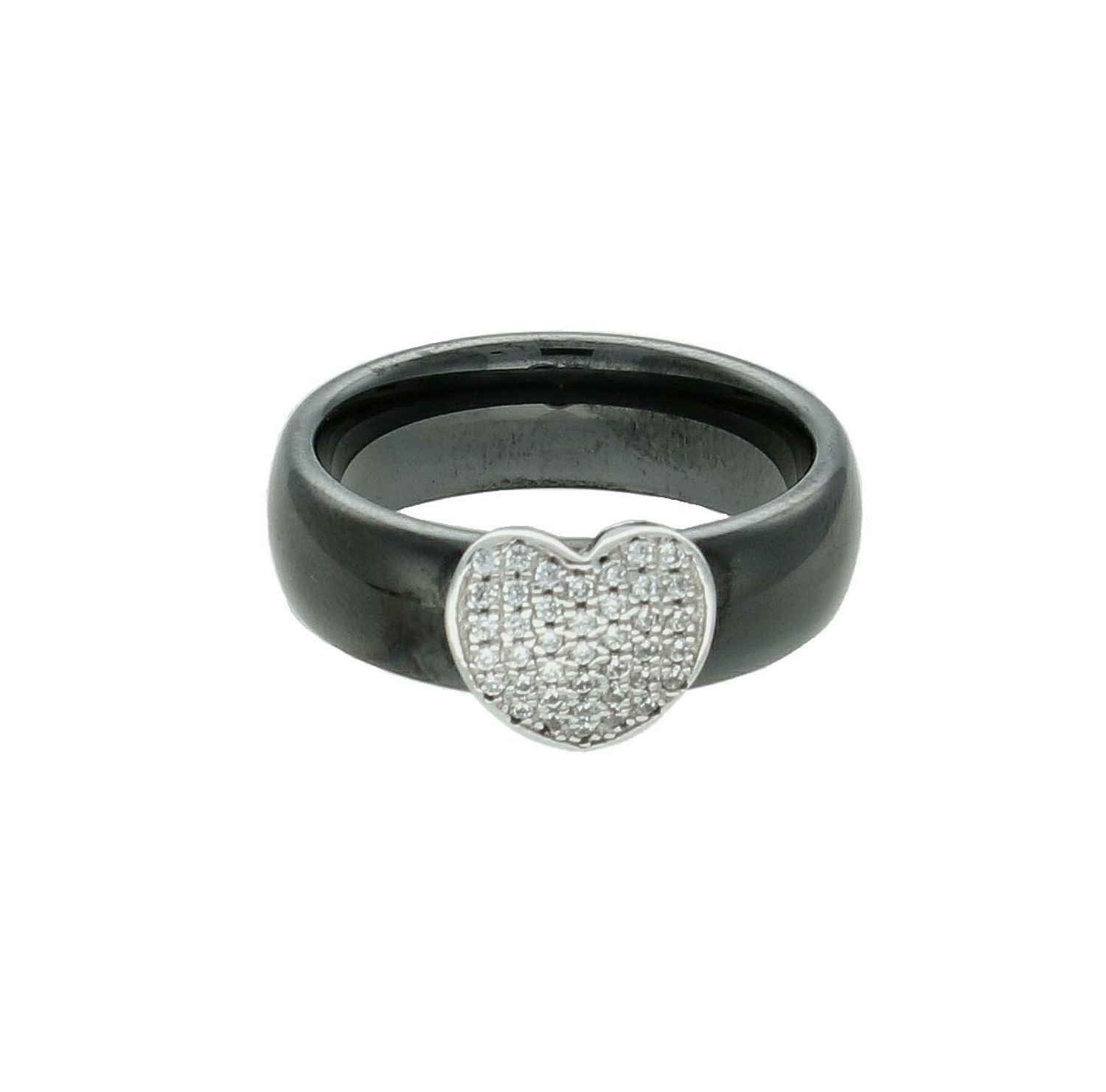 Srebrny pierścionek damski 925 czarna ceramika z serduszkiem rozmiar 12 DIA-PRS-7655-925. Srebrny pierścionek damski. Pierścionek srebrny na prezent. Pierścionek ceramiczny..jpg