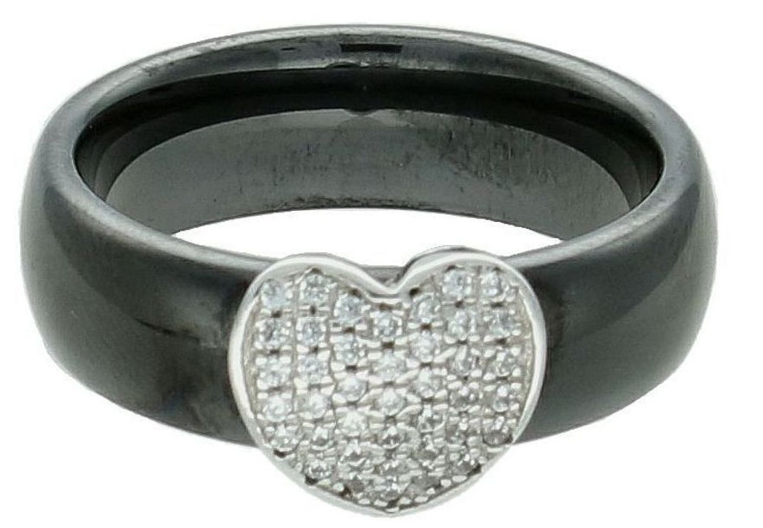 Srebrny pierścionek damski 925 czarna ceramika z serduszkiem rozmiar 12 DIA-PRS-7655-925. Srebrny pierścionek damski. Pierścionek srebrny na prezent. Pierścionek ceramiczny..jpg