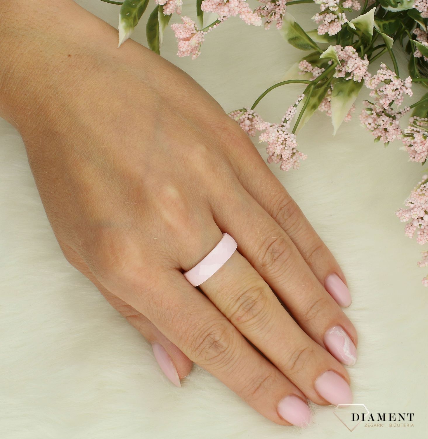 Pierścionek z ceramiki w różowym kolorze rozmiar 12 DIA-PRS-7661-CER. różowy pierścionek damski. pierścionek z ceramiki. Pierścionek damski na prezent dla kobiety..jpg