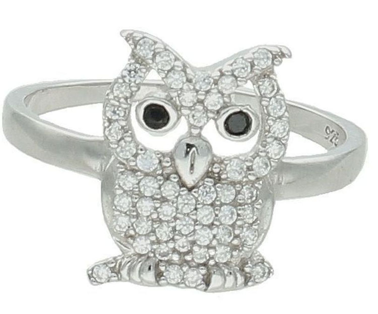 Srebrny pierścionek damski 925 sowa z cyrkoniami rozmiar 20 DIA-PRS-7667-925.jpg