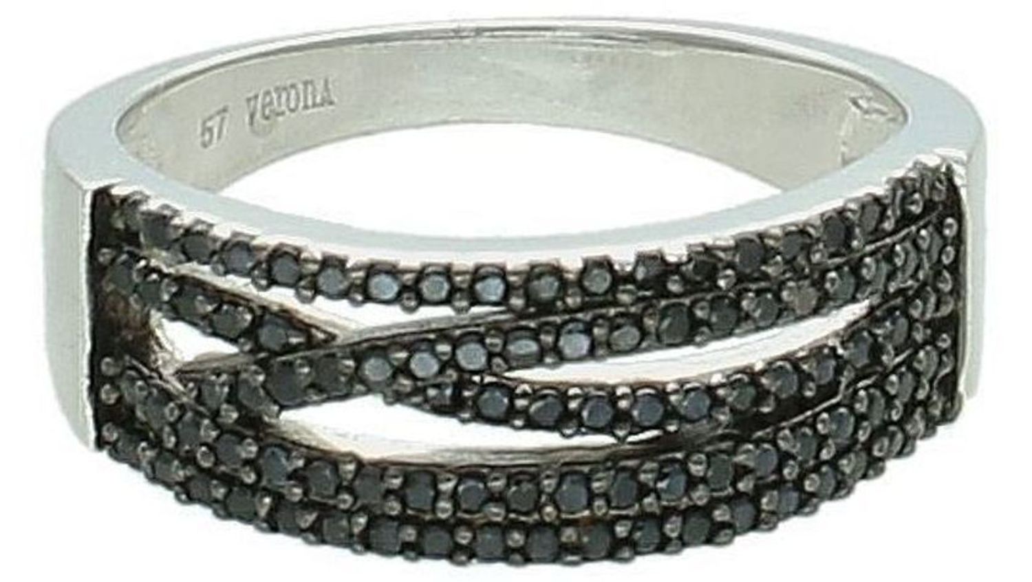 Srebrny pierścionek damski 925 z  czarnymi cyrkoniami rozmiar 17 DIA-PRS-7668-925.jpg