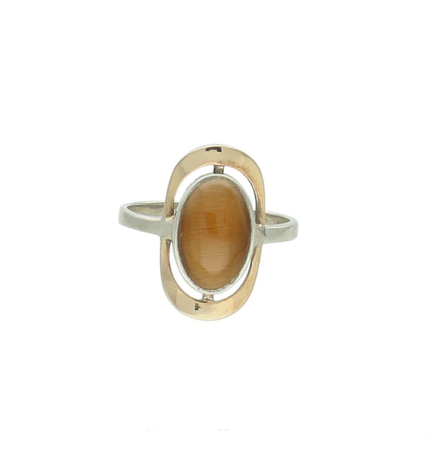 Srebrny pierścionek damski 925 z górą pokrytą złotem próby 585 i kamieniem naturalnym onyks rozmiar 15 DIA-PRS-7715-925. Srebrny pierścionek damski. Pierścionek srebrny dla kobiety na prezent..jpg