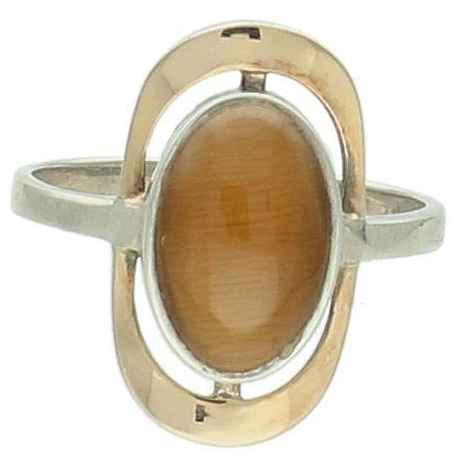 Srebrny pierścionek damski 925 z górą pokrytą złotem próby 585 i kamieniem naturalnym onyks rozmiar 15 DIA-PRS-7715-925. Srebrny pierścionek damski. Pierścionek srebrny dla kobiety na prezent..jpg