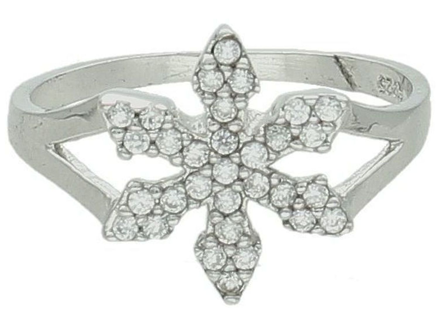 Srebrny pierścionek damski 925 śnieżynka z cyrkoniami DIA-PRS-7719-925. Srebrny pierścionek damski. Pierścionek srebrny dla kobiety na prezent. Srebrny damski pierścionek z cyrkoniami..jpg