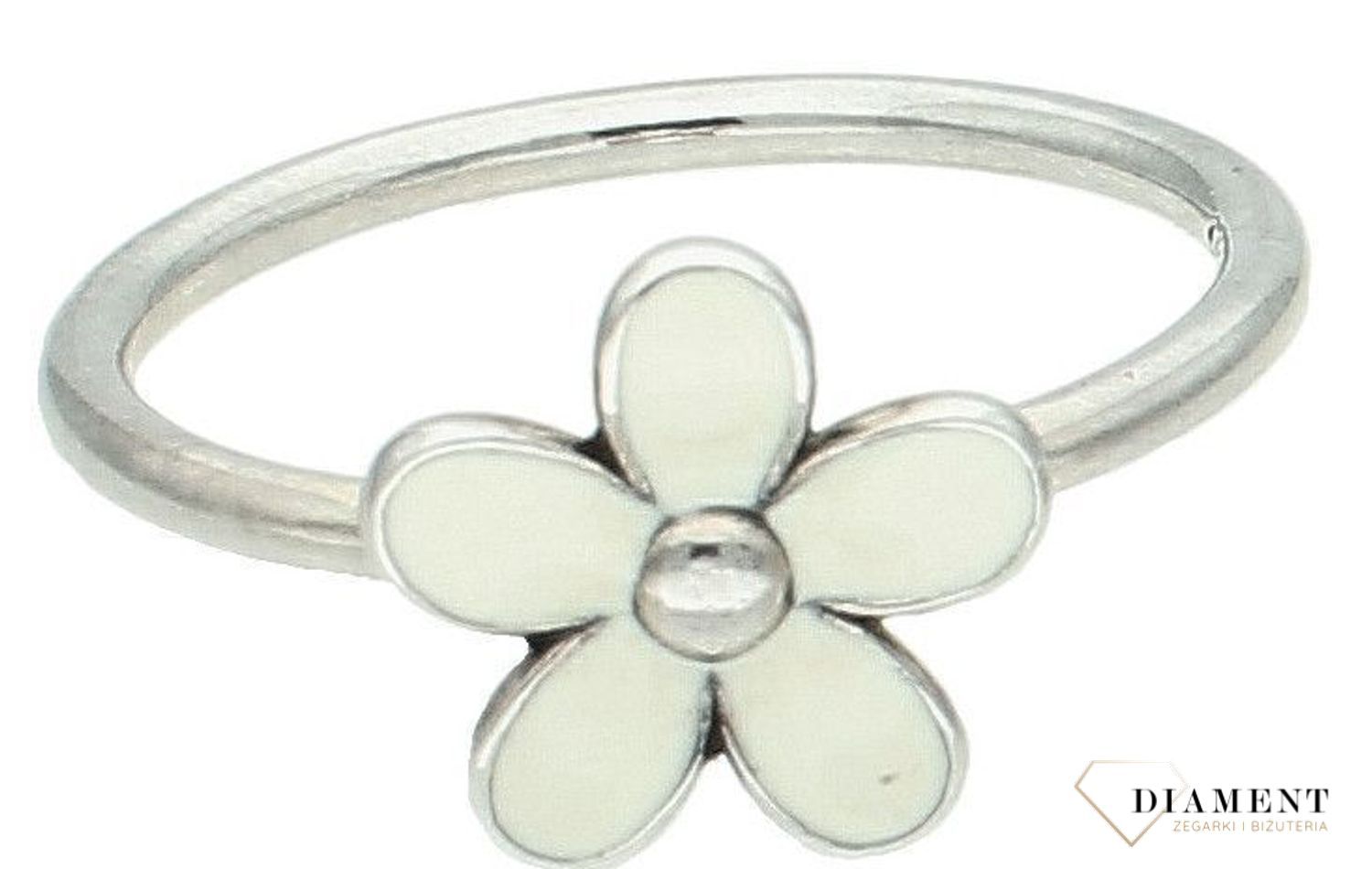 Srebrny pierścionek damski 925 Biały kwiatek rozmiar 16 DIA-PRS-7720-925. Pierścionek srebrny dla kobiety. Srebrny pierścionek damski z kwiatem. Wiosenna biżuteria. Pierścionek idealny na prezent dla kobiety.1.jpg