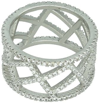 Srebrny pierścionek ażurowy z białymi cyrkoniami, próba 925. Szerokość 1,3 cm, waga 5,60 g. Model DIA-PRS-7746-925 – elegancja i subtelny blask.1.jpg