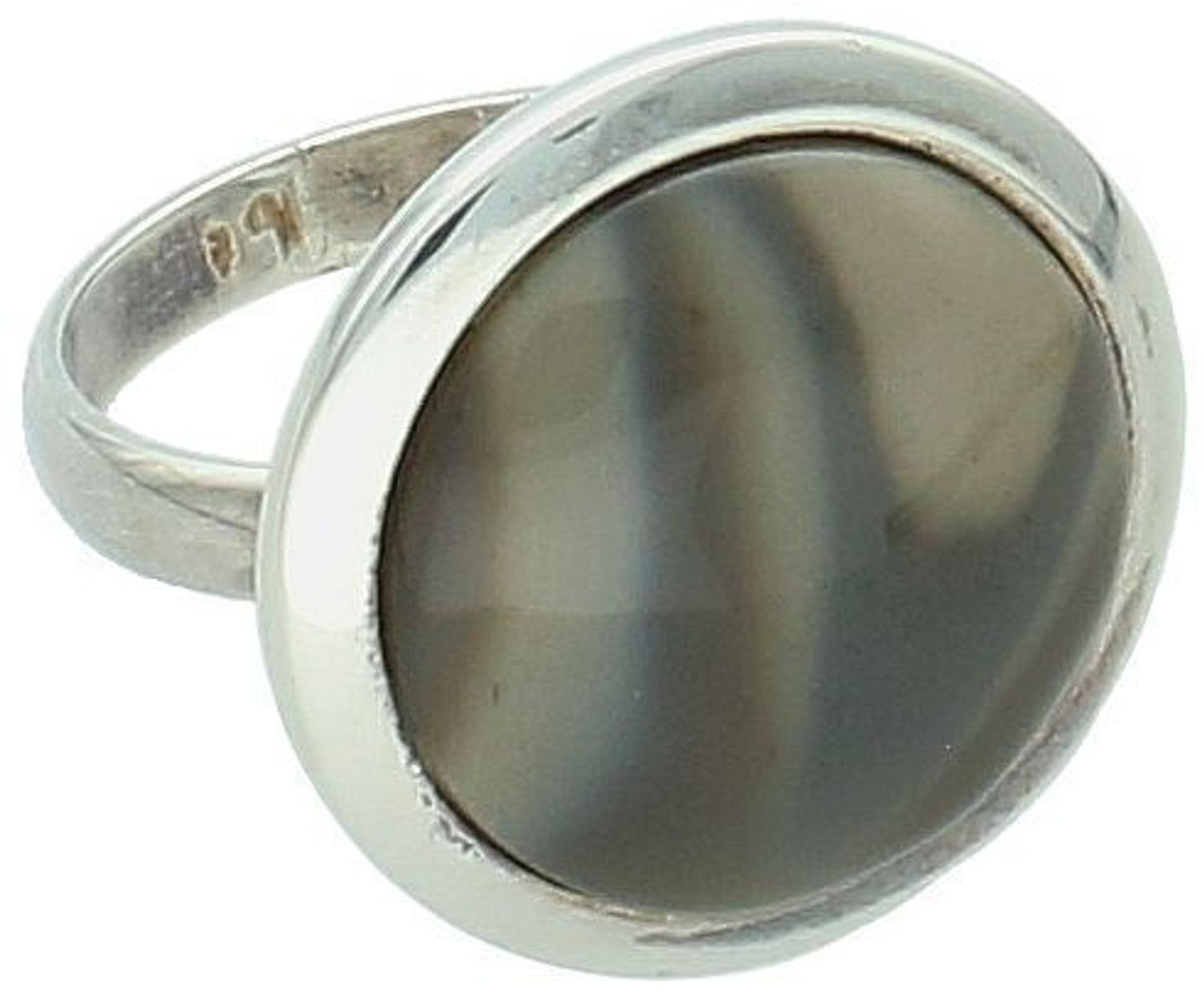 Elegancki pierścionek damski srebrny z krzemieniem pasiastym, próba 925, rozmiar 12, waga 5,50 g, szerokość szyny 3 mm, wielkość elementu ozdobnego 2,0 cm.1.jpg