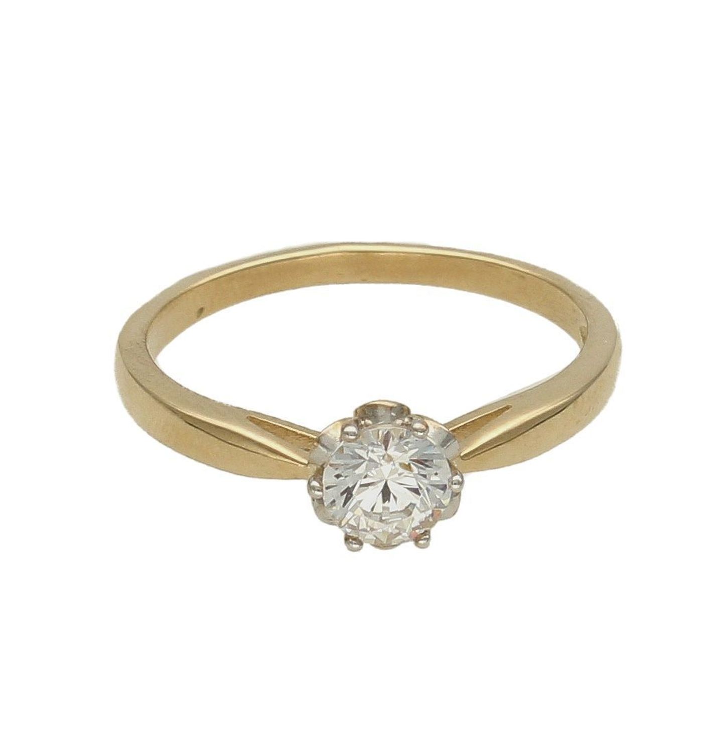 Złoty pierścionek 375 klasyczny zaręczynowy z cyrkonią DIA-PRS-7793-375.  Pierścionek z wystającą cyrkonią pięknie lśniący.  Pierścionek doskonały na co dzień jak i do wieczorowych kreacji. Pierścionek z 9- karatowego złota. W (1).jpg