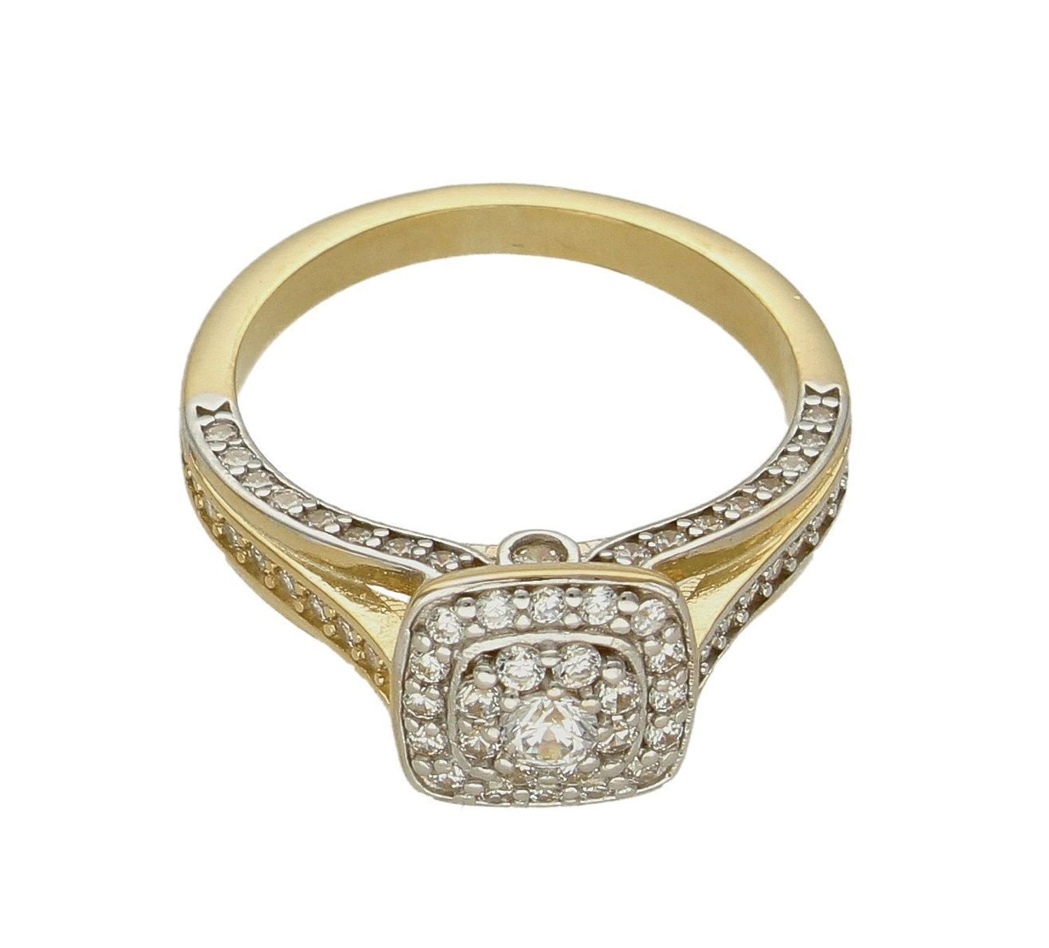 Złoty pierścionek 375 cyrkonie w kwadracie DIA-PRS-7794-375. Pierścionek z wystającą cyrkonią pięknie lśniący.  Pierścionek doskonały na co dzień jak i do wieczorowych kreacji. Pierścionek z 9- karatowego złota. Waga około 3 (3).jpg