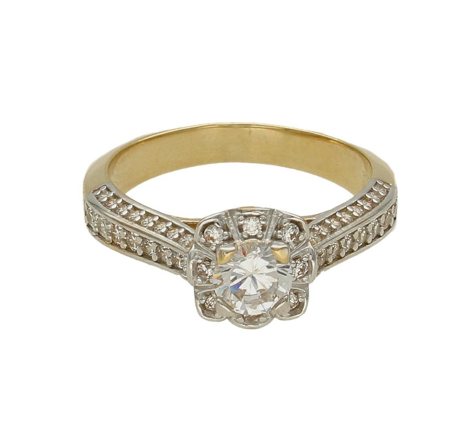 Złoty pierścionek 375 zaręczynowy bogato zdobiony cyrkoniami DIA-PRS-7804-375.  Pierścionek z wystającą cyrkonią pięknie lśniący. Pierścionek doskonały na co dzień jak i do wieczorowych kreacji. Pierścionek z 9- karatowego z.jpg