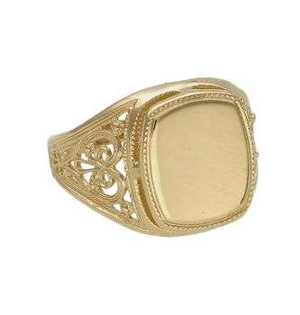 Złoty sygnet 585 męski z ażurowym wzorem DIA-PRS-7810-585. Złota biżuteria wykonana z próby 375 o ciekawej, niepowtarzalnej formie, która zachwyci każdego mężczyznę. Sygnet ten dzięki ciekawym  wykończeniom będzie idealnym d.jpg