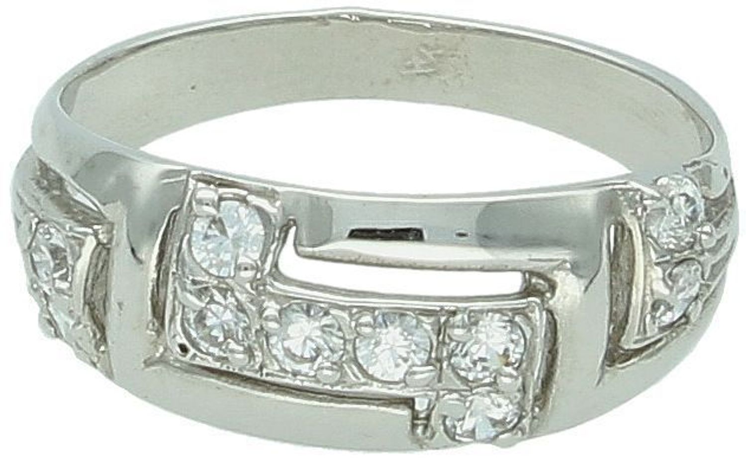 Pierścionek damski z białego złota 585 zdobiony cyrkoniami. Model DIA-PRS-7864-585, waga 2,60 g, szerokość górna 7 mm. Klasa, styl i precyzja wykonania.1.jpg