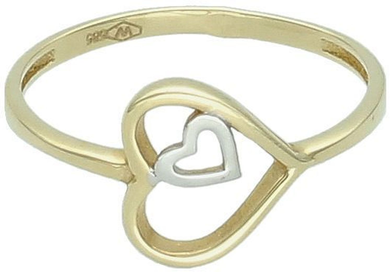 Złoty pierścionek damski z motywem serca, wykonany ze złota próby 585. Delikatny i romantyczny, waży 1,22 g, element ozdobny 9 mm, szerokość szyny 1 mm. Idealny jako prezent dla ukochanej osoby1.jpg
