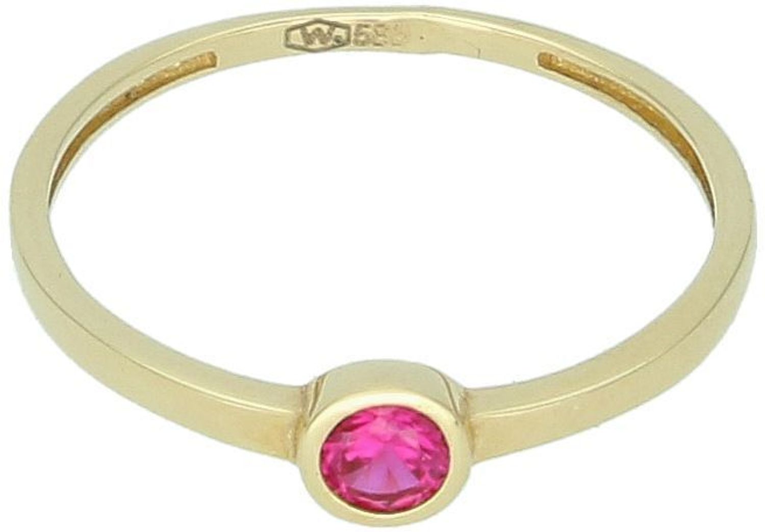 Elegancki pierścionek złoty damski z różową cyrkonią, wykonany z wysokiej próby złota 585. Wysoka jakość i subtelna elegancja, szerokość elementu ozdobnego 4 mm, waga 0,92 g. Idealny 1.jpg