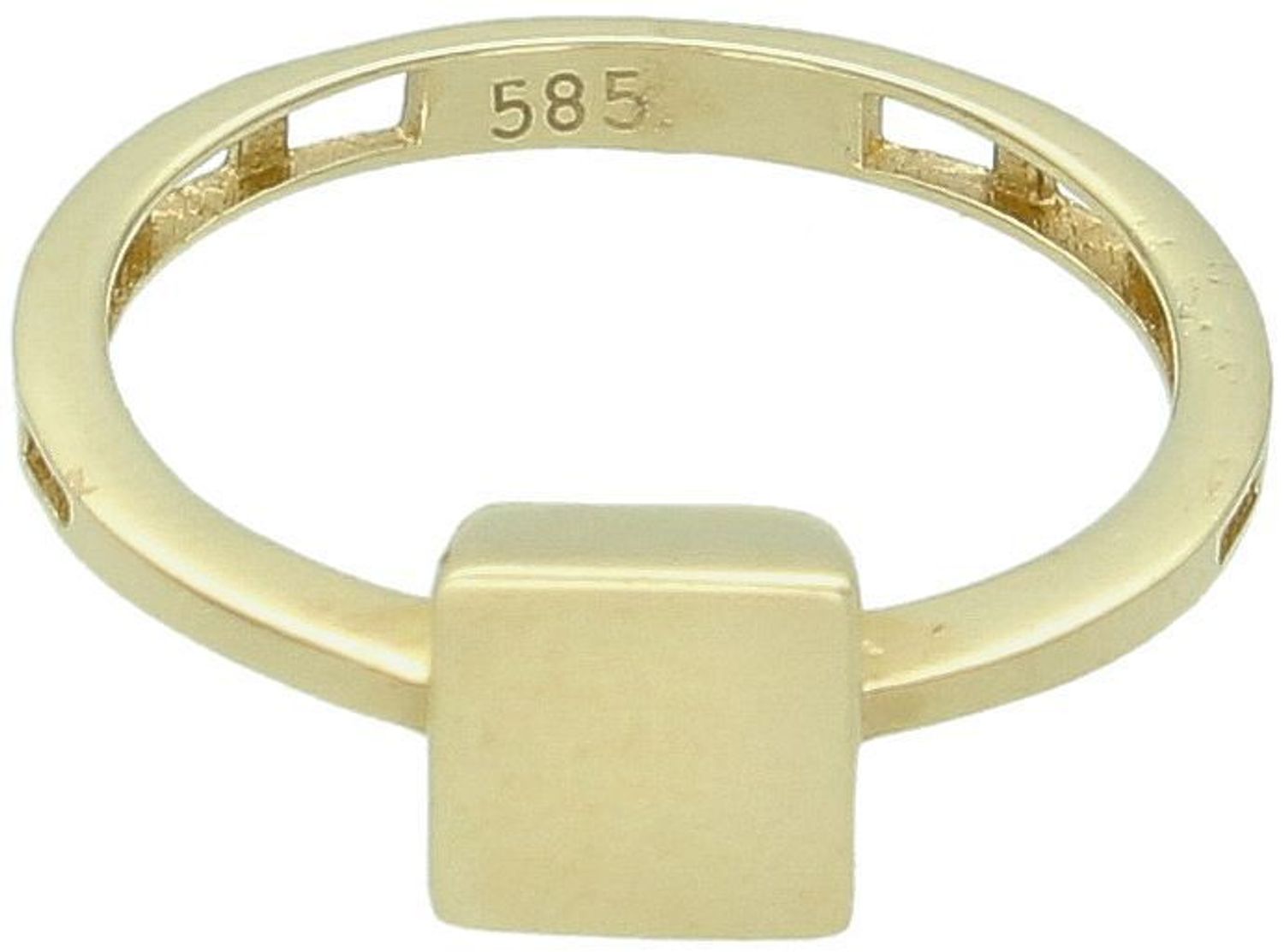 Złoty pierścionek damski z geometrycznym, gładkim kwadratem. Próba 585, masa 2,00 g, element ozdobny 7 mm, szerokość szyny 2 mm. Model DIA-PRS-7917-585 – elegancja w nowoczesnym stylu.1.jpg