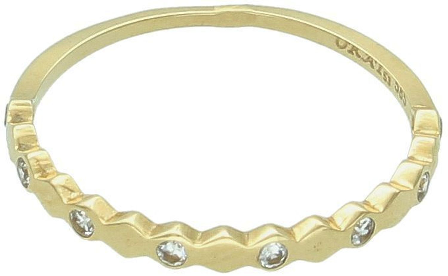 Złoty pierścionek damski próby 585, model DIA-PRS-7920-585. Waga 0,99 g, delikatnie zdobiony cyrkonią. Szerokość górnej części 2 mm, szerokość dolnej szyny 1 mm. Idealny wybór na 1.jpg