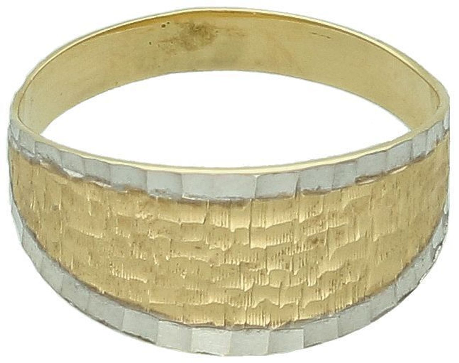 Złoty pierścionek grawerowany białe złoto próba 585 rozmiar 15, DIA-PRS-7922-585. Ten elegancki pierścionek łączy w sobie klasyczne złoto próby 585 z subtelnym dodatkiem białego złota1.jpg