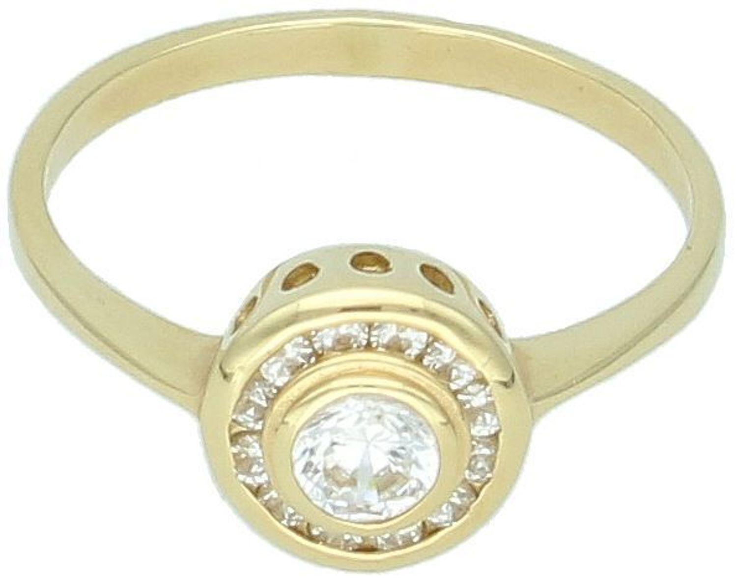 Złoty pierścionek damski z cyrkonią i okrągłym zdobieniem DIA-PRS-7926-585  Próba 585  2,31 g  Rozmiar 15.jpg