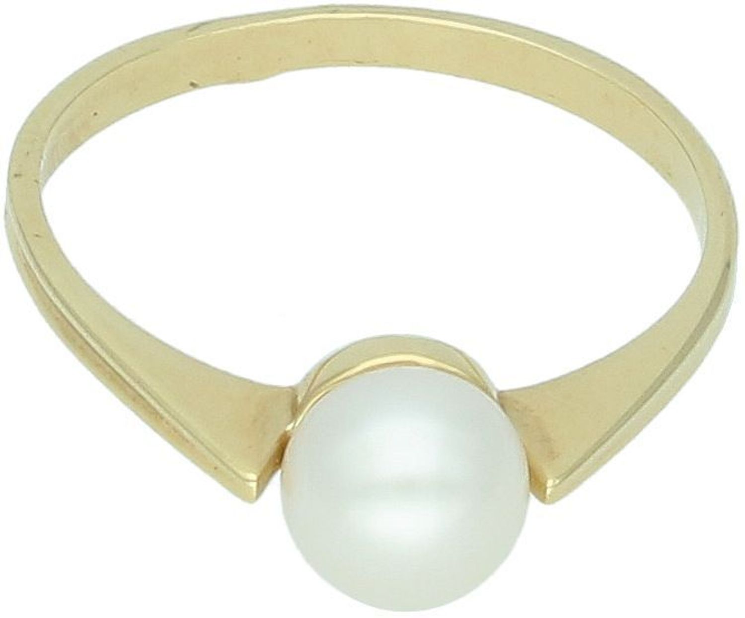 Złoty pierścionek damski z perłą – DIA-PRS-7927-585. Próba 585, perła 7 mm, waga 2,03 g, szerokość szyny 2 mm. Subtelna elegancja i ponadczasowy styl.1.jpg