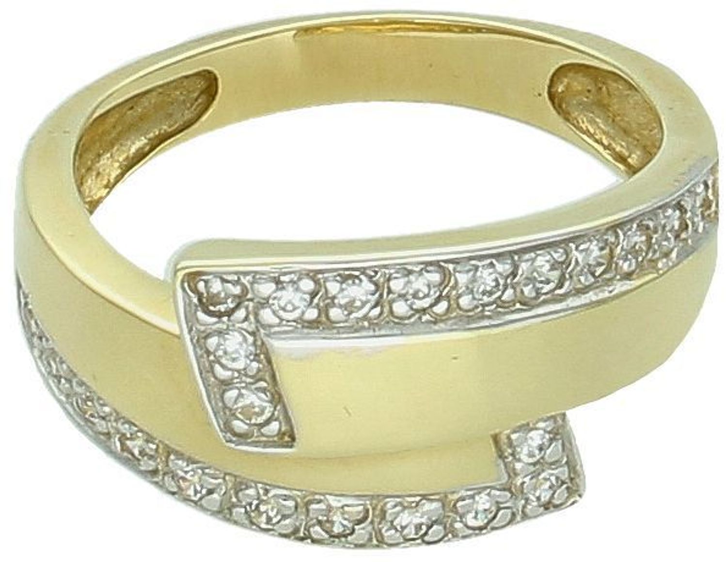 Złoty pierścionek nowoczesny z cyrkonią próba 585 rozmiar 16, DIA-PRS-7957-585. Elegancki i stylowy pierścionek wykonany z wysokiej jakości złota próby 585. 💍 Nowoczesny złoty pierścionek 1.jpg