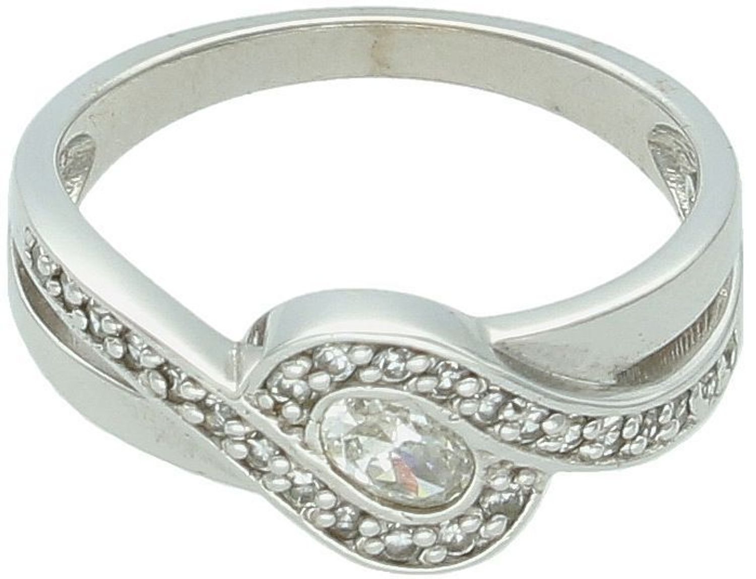 Pierścionek damski z białego złota z cyrkoniami – próba 585  DIA-PRS-7961-585, rozmiar 16.jpg