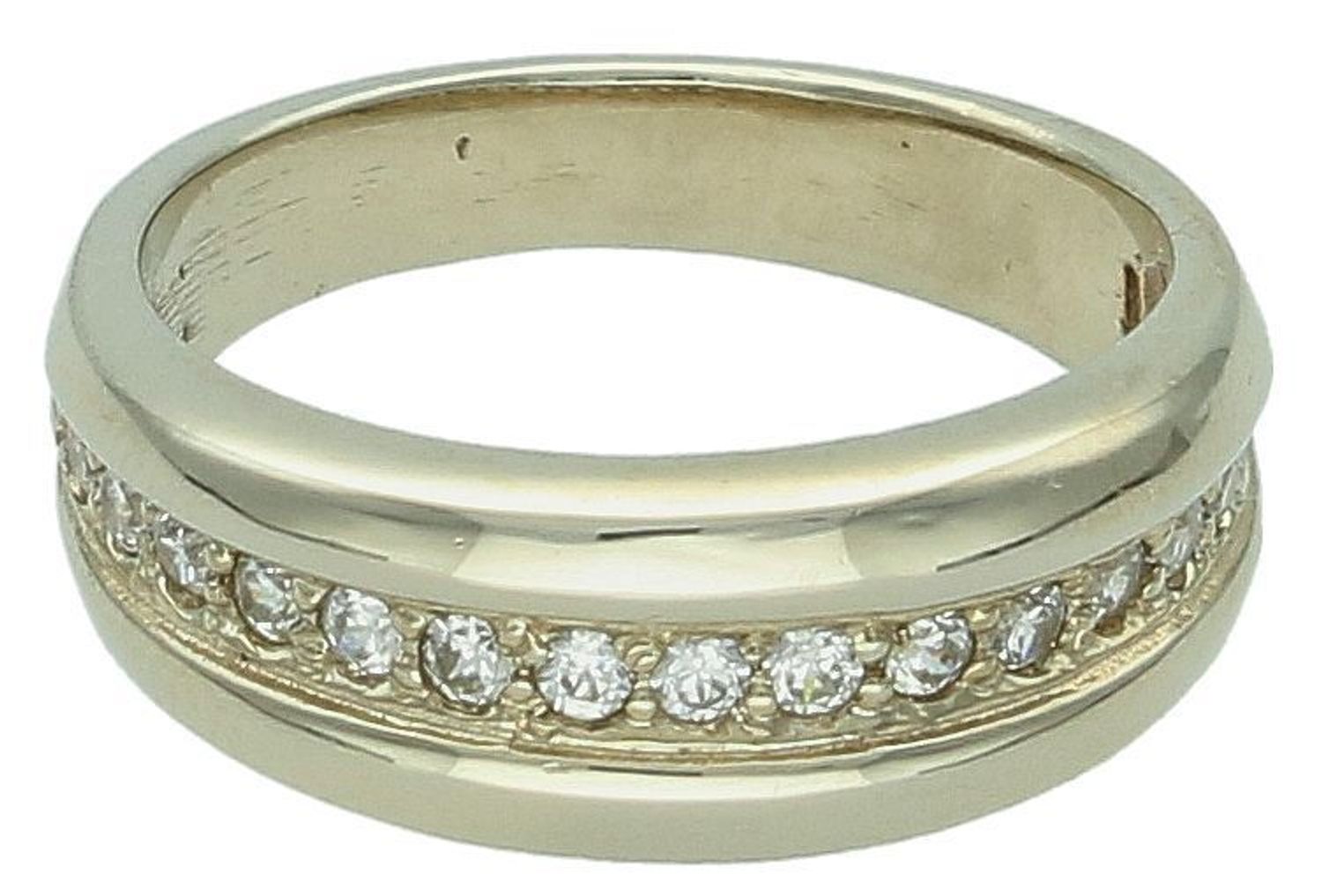 Pierścionek białe złoto 585 z cyrkoniami DIA-PRS-7962-585 Przepiękny pierścionek z białego złota, który został ozdobiony błyszczącymi cyrkoniami. 1.jpg