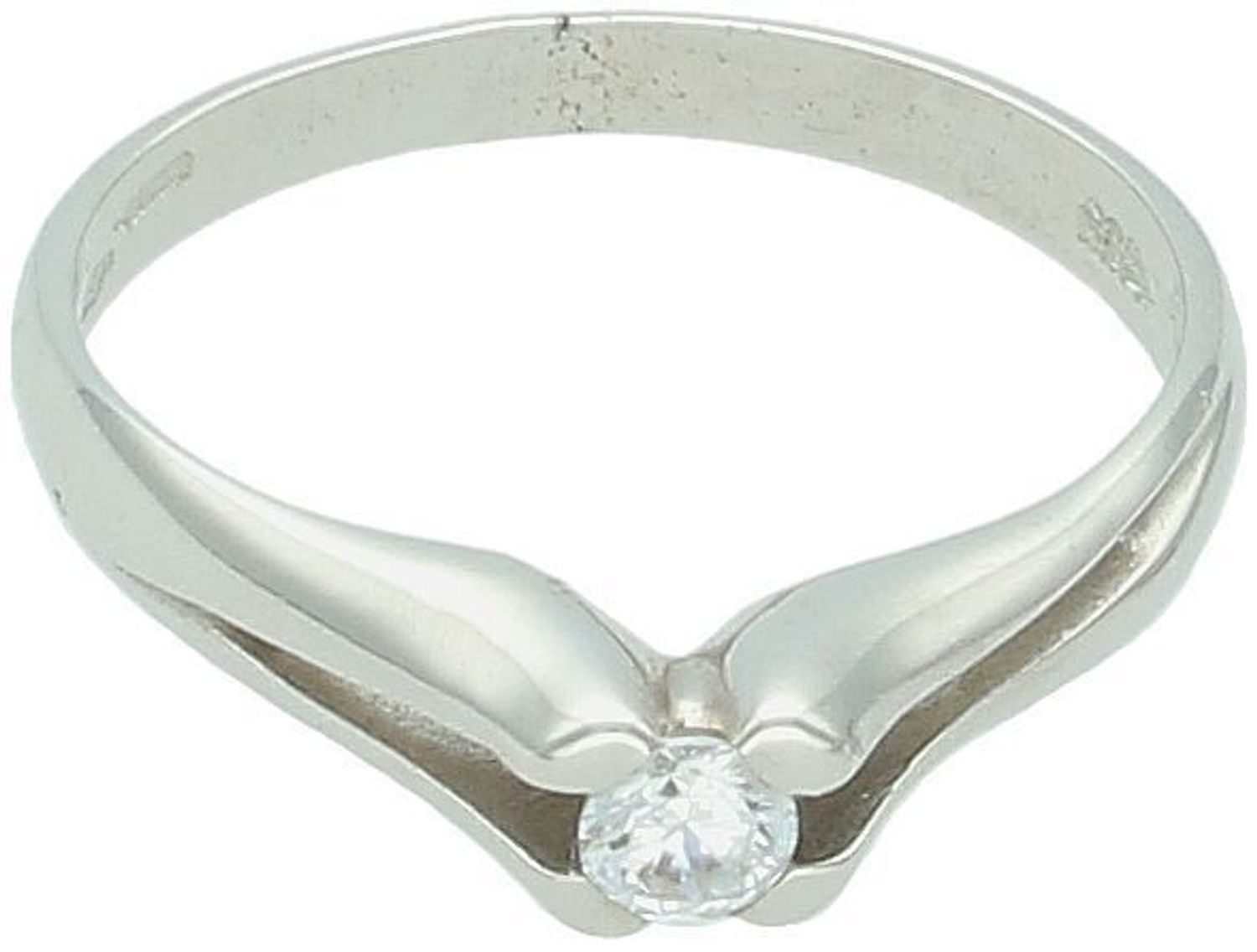 Elegancki pierścionek damski z białego złota próby 585 z cyrkonią 4x5 mm. Model DIA-PRS-7966-585, rozmiar 16, waga 2,29 g. Idealny jako prezent lub wyjątkowy dodatek.1.jpg