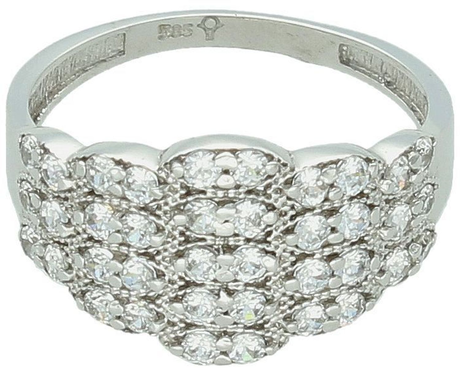 Pierścionek białe złoto 585 błyszczące cyrkonie DIA-PRS-7967-585 Klasyczny pierścionek doskonały na zaręczyny. Dodatek łączy w sobie symbolikę 1.jpg