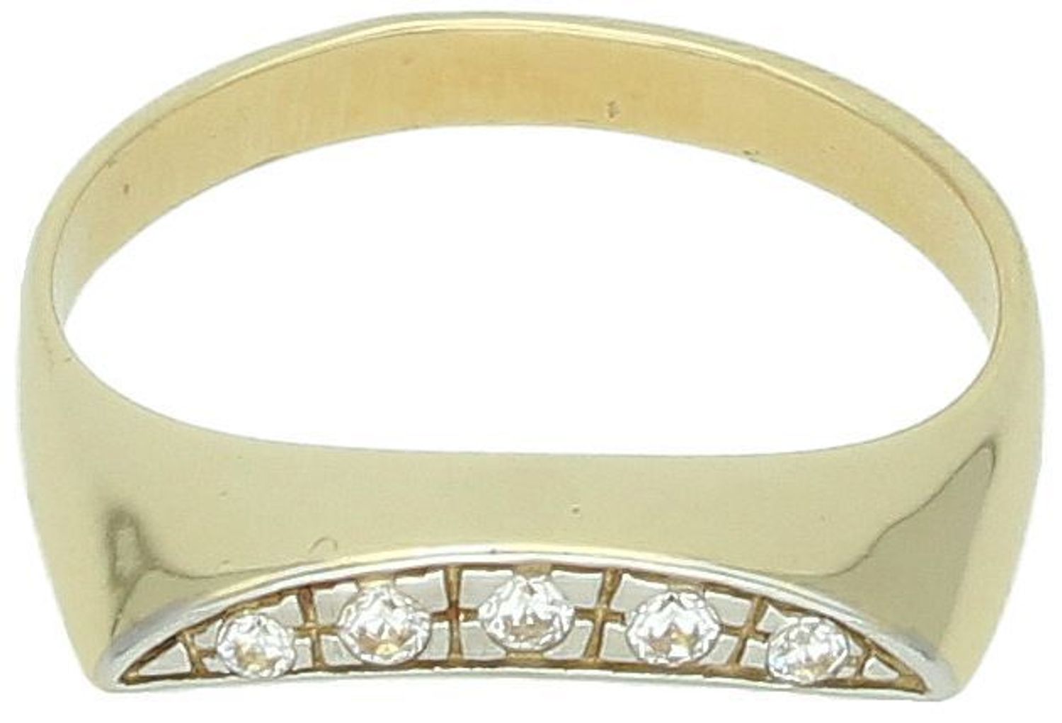 Złoty pierścionek geometryczny DIA-PRS-7970-585 z białymi cyrkoniami. Próba 585, waga 3,02 g, rozmiar 16. Elegancka biżuteria dla kobiet ceniących nowoczesny styl.1.jpg