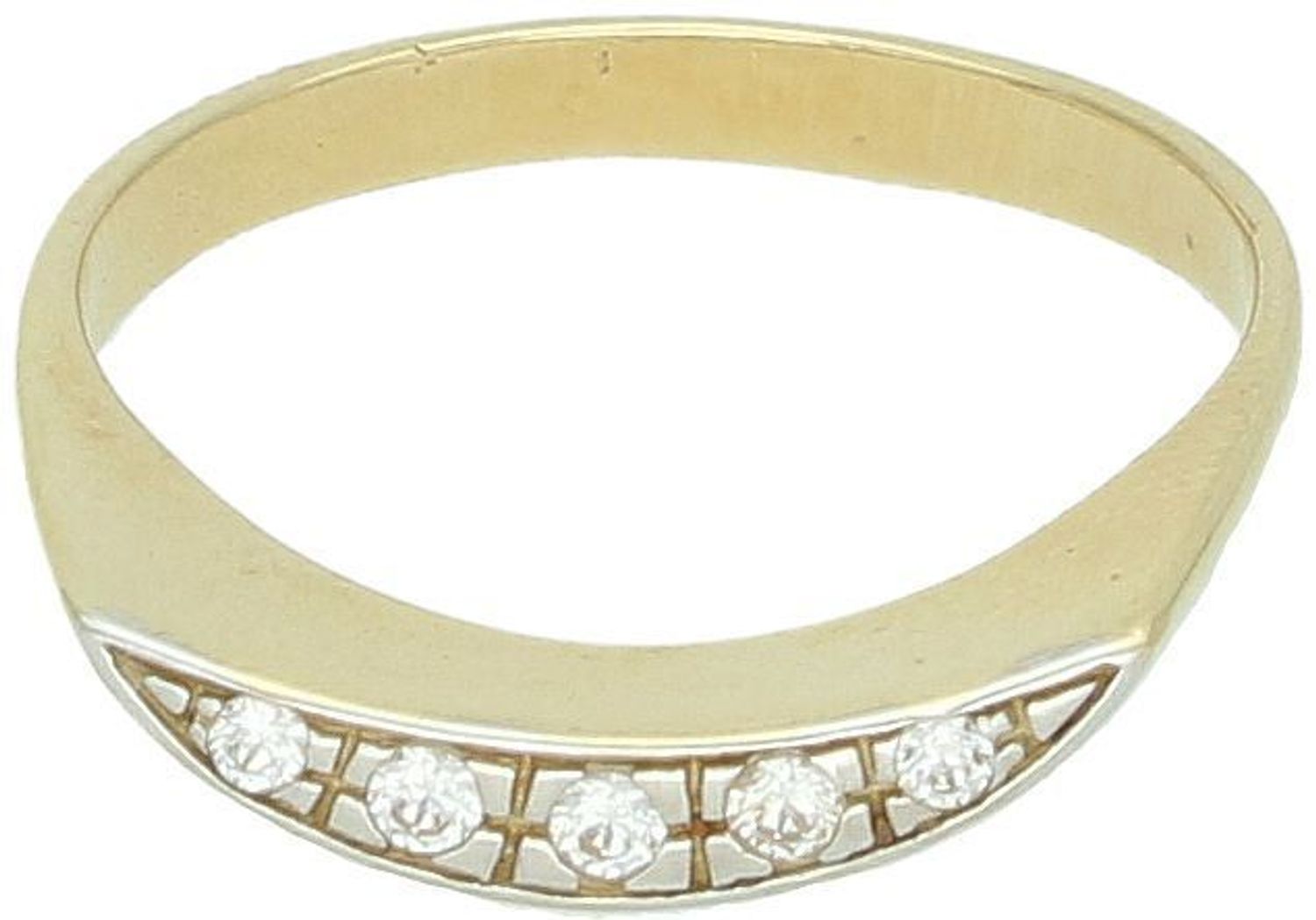 Złoty pierścionek geometryczny DIA-PRS-7970-585 z białymi cyrkoniami. Próba 585, waga 3,02 g, rozmiar 16. Elegancka biżuteria dla kobiet ceniących nowoczesny styl.1.jpg