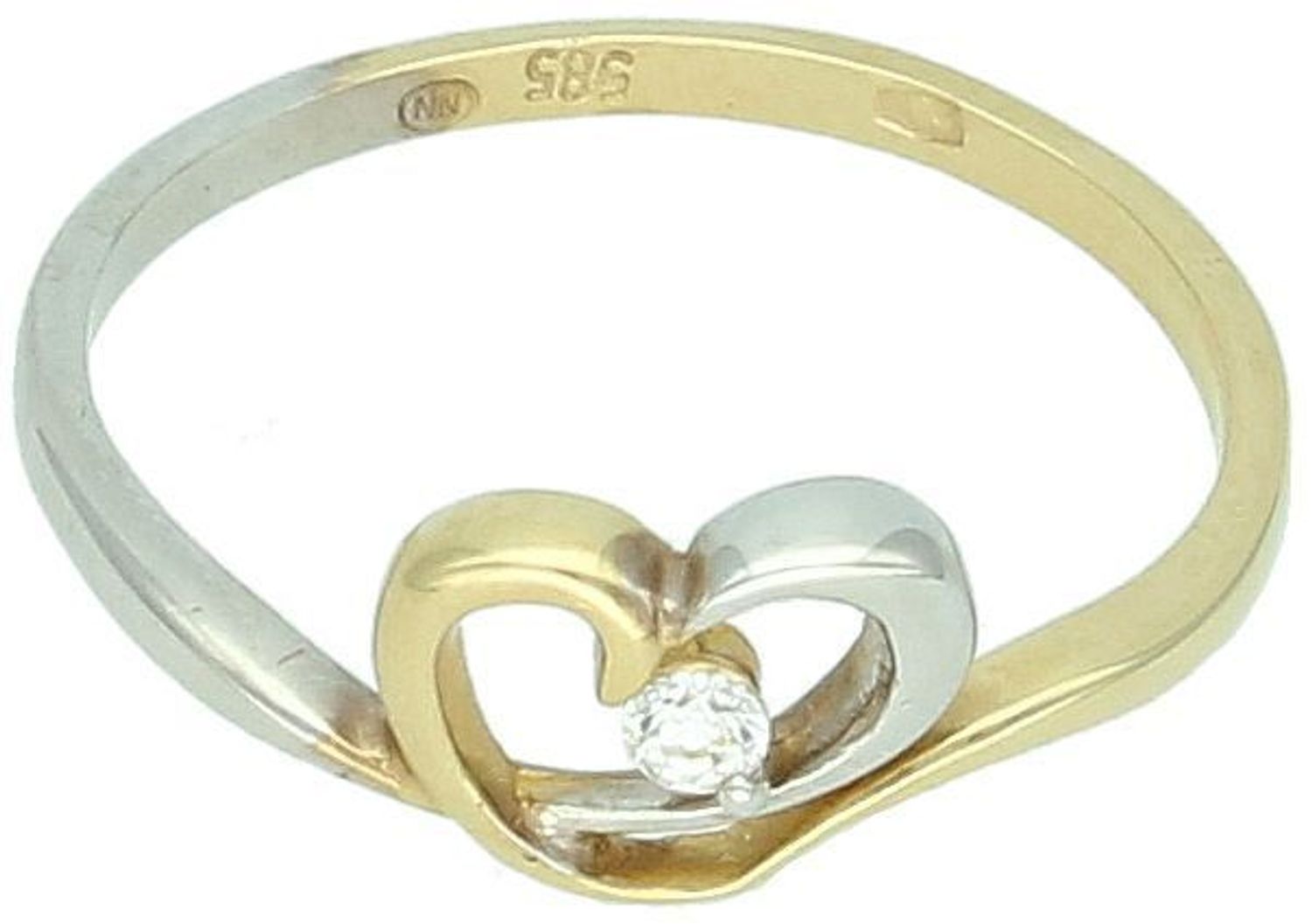 Złoty pierścionek damski z sercem i cyrkonią DIA-PRS-7992-585  Białe i żółte złoto  Próba 585  1,76 g.jpg
