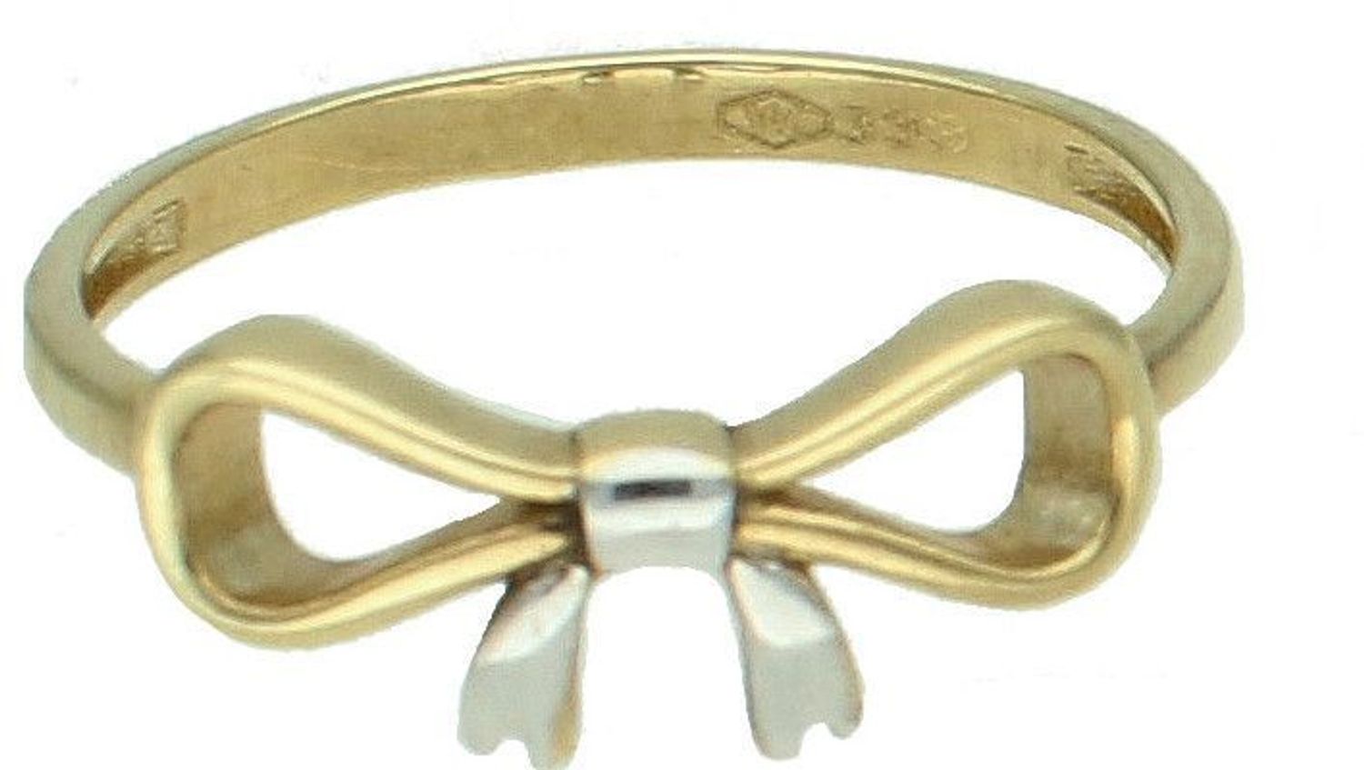 Złoty pierścionek damski 333 kokardka z białym złotem rozmiar 16 DIA-PRS-7993-333.jpg